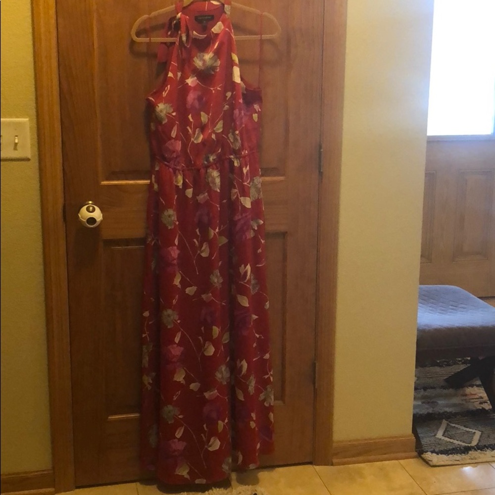 Red floral maxi dress